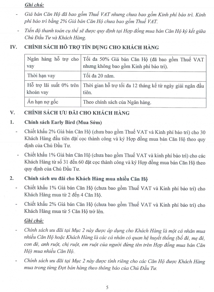 CHÍNH SÁCH BÁN HÀNG TÒA D - CRYSTAL VÂN ĐỒN