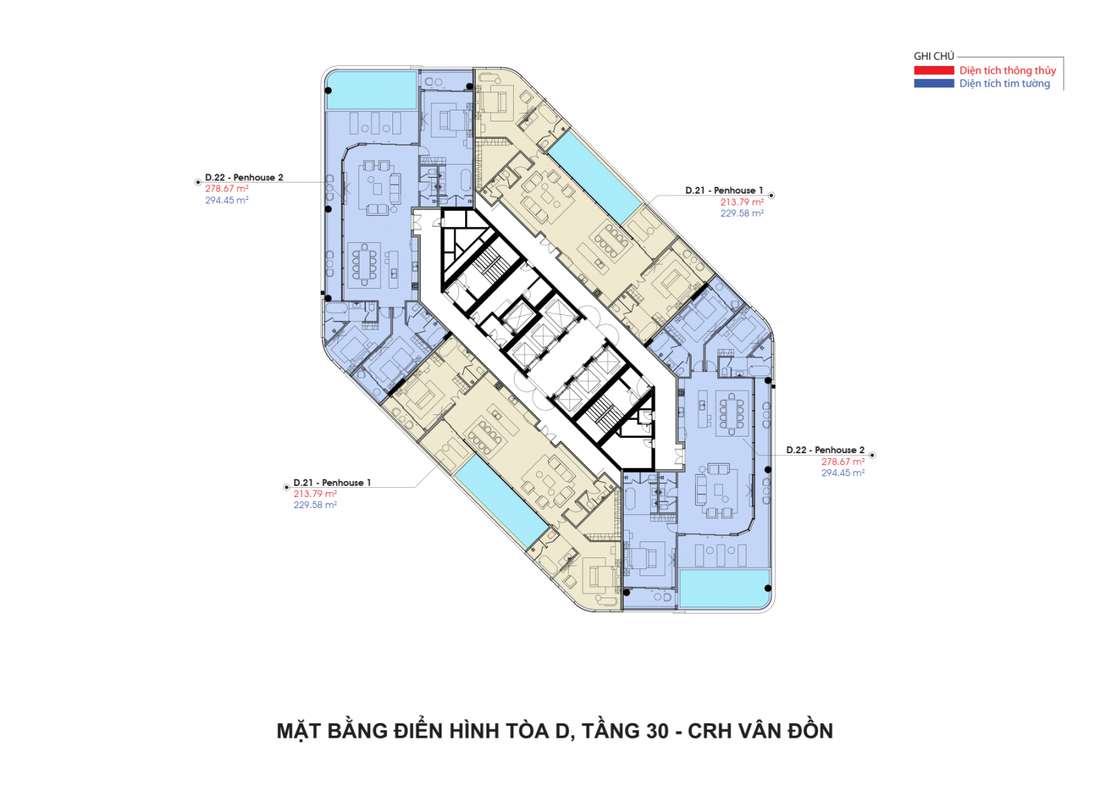 MẶT BẰNG TẦNG PENTHOUSE - CRYSTAL VÂN ĐỒN