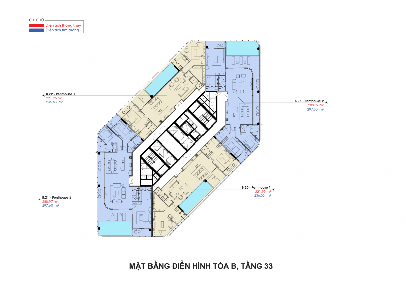 MẶT BẰNG TẦNG PENTHOUSE - CRYSTAL VÂN ĐỒN